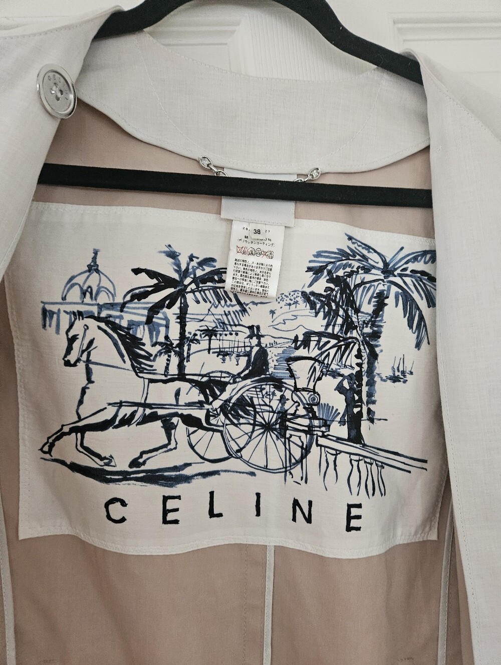 Celine Light CreamTrench Coat with Belt And Pockets Sizr 38 - Picture 4 of 10